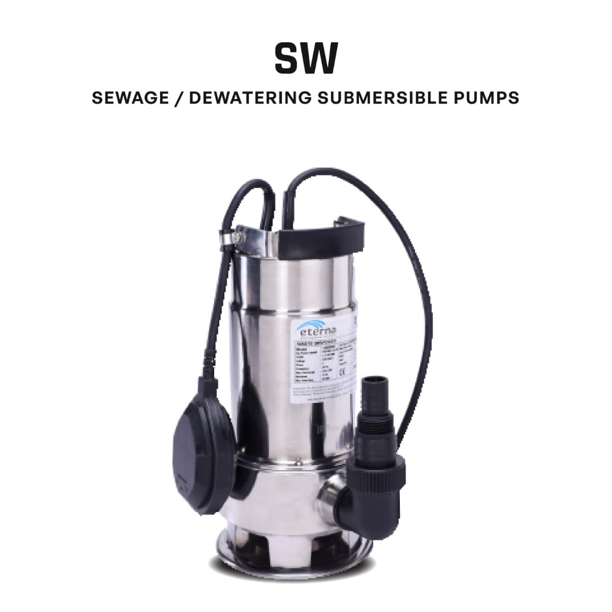 Dewatering Pump (Sewage), 750SW, 1 HP, Single Phase, 220 V, 