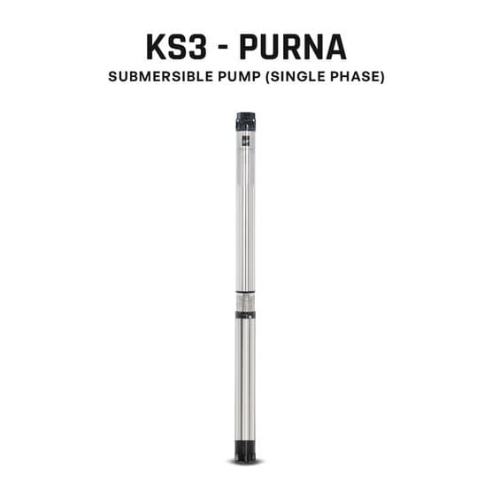 Borewell Submersible Pump, KS3 PURNA 60-1515, 1.5 HP, Single Phase, 220 Volts With Control Panel
